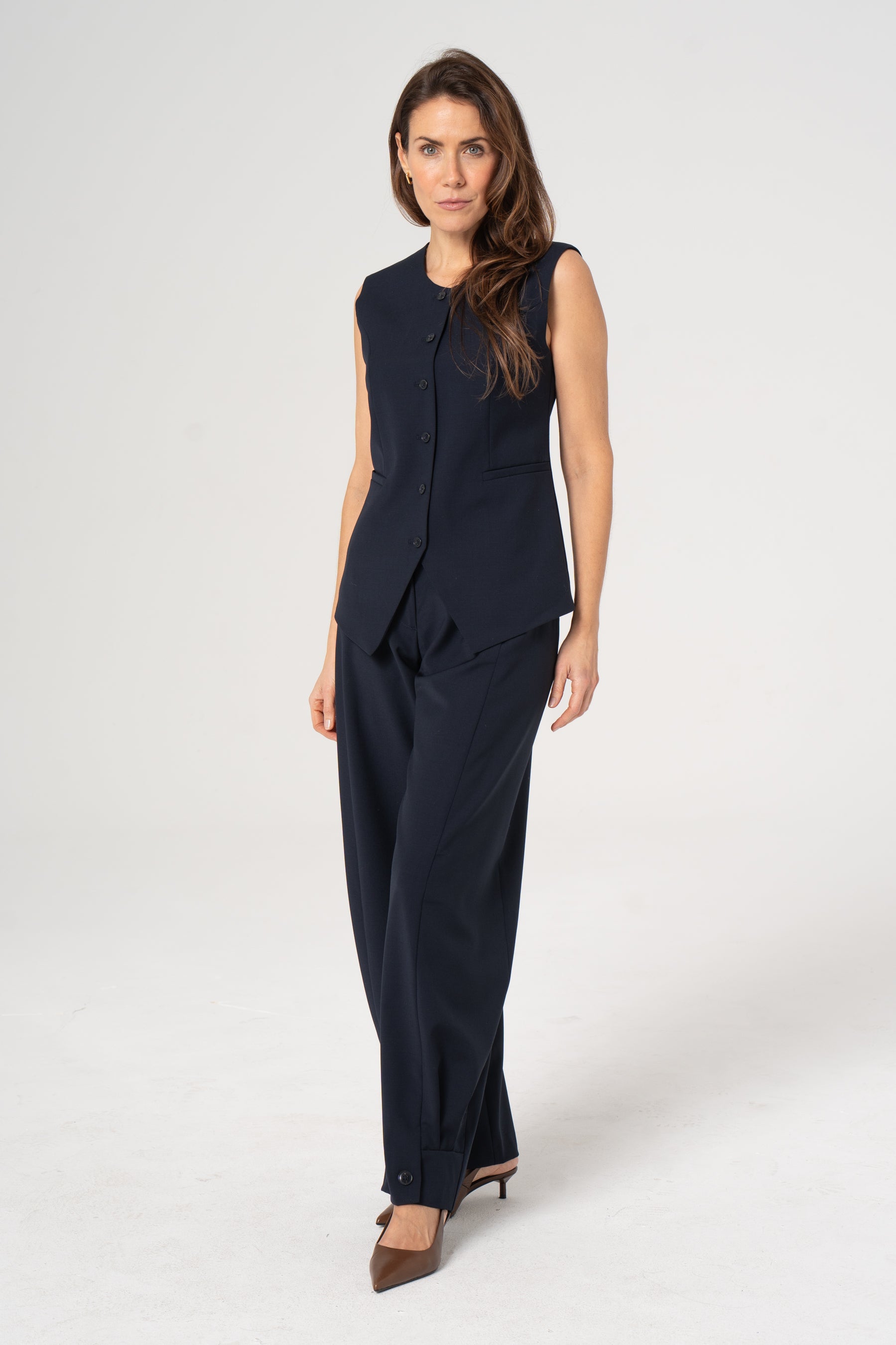 Spodnie wełniane ROMA granatowe