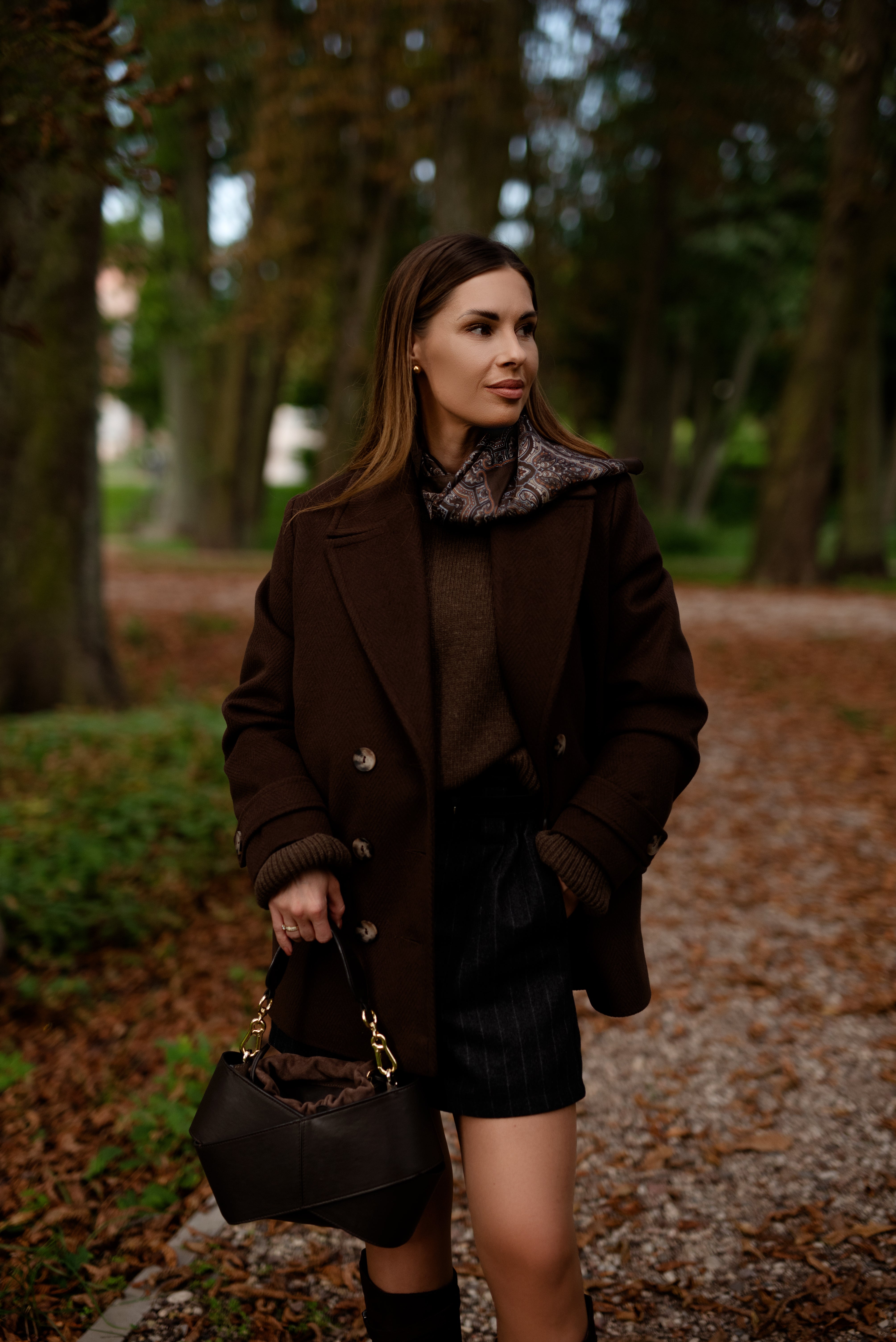 Kurtka VIOLA czekoladowa jodełka