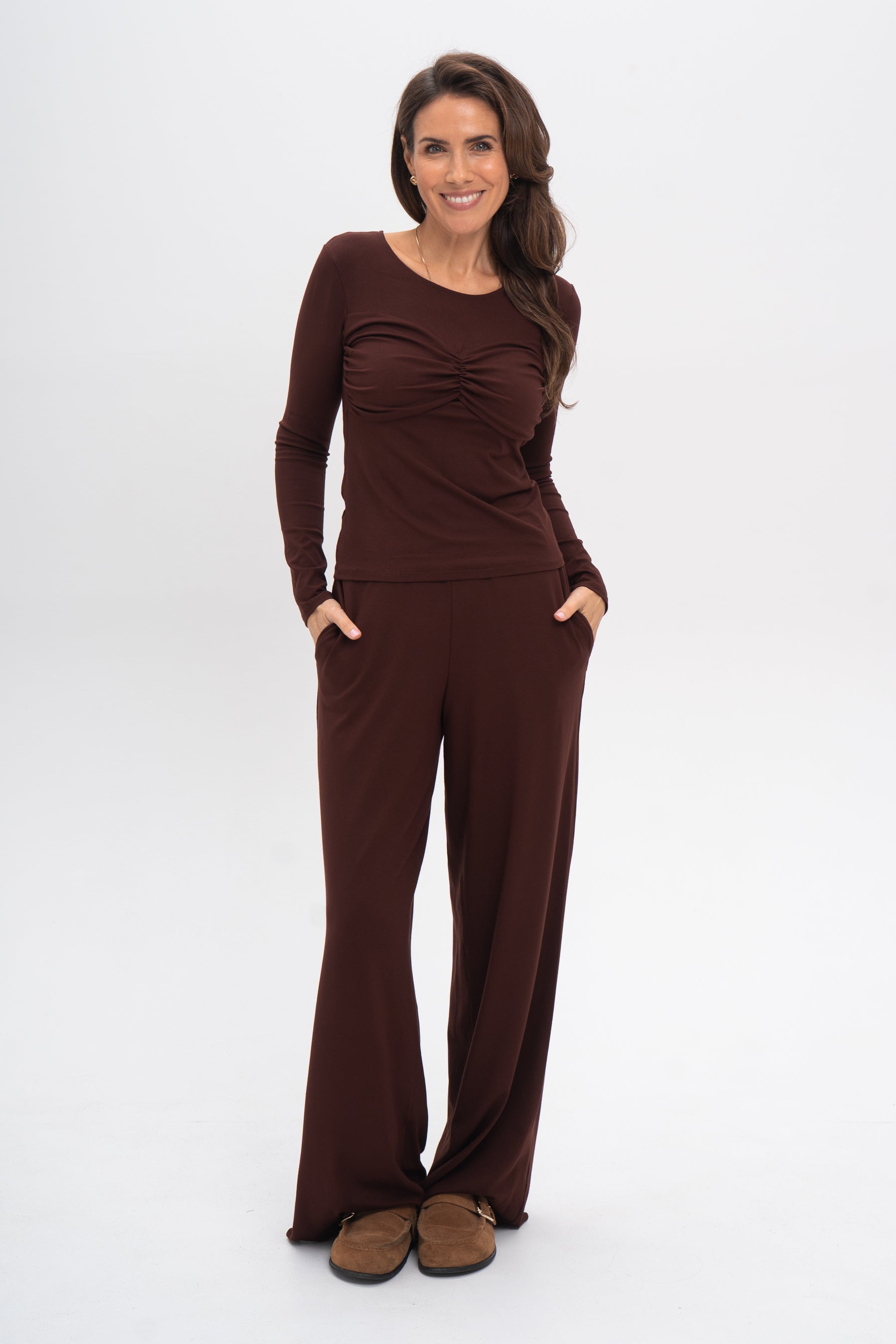 Spodnie Olga long czekoladowe