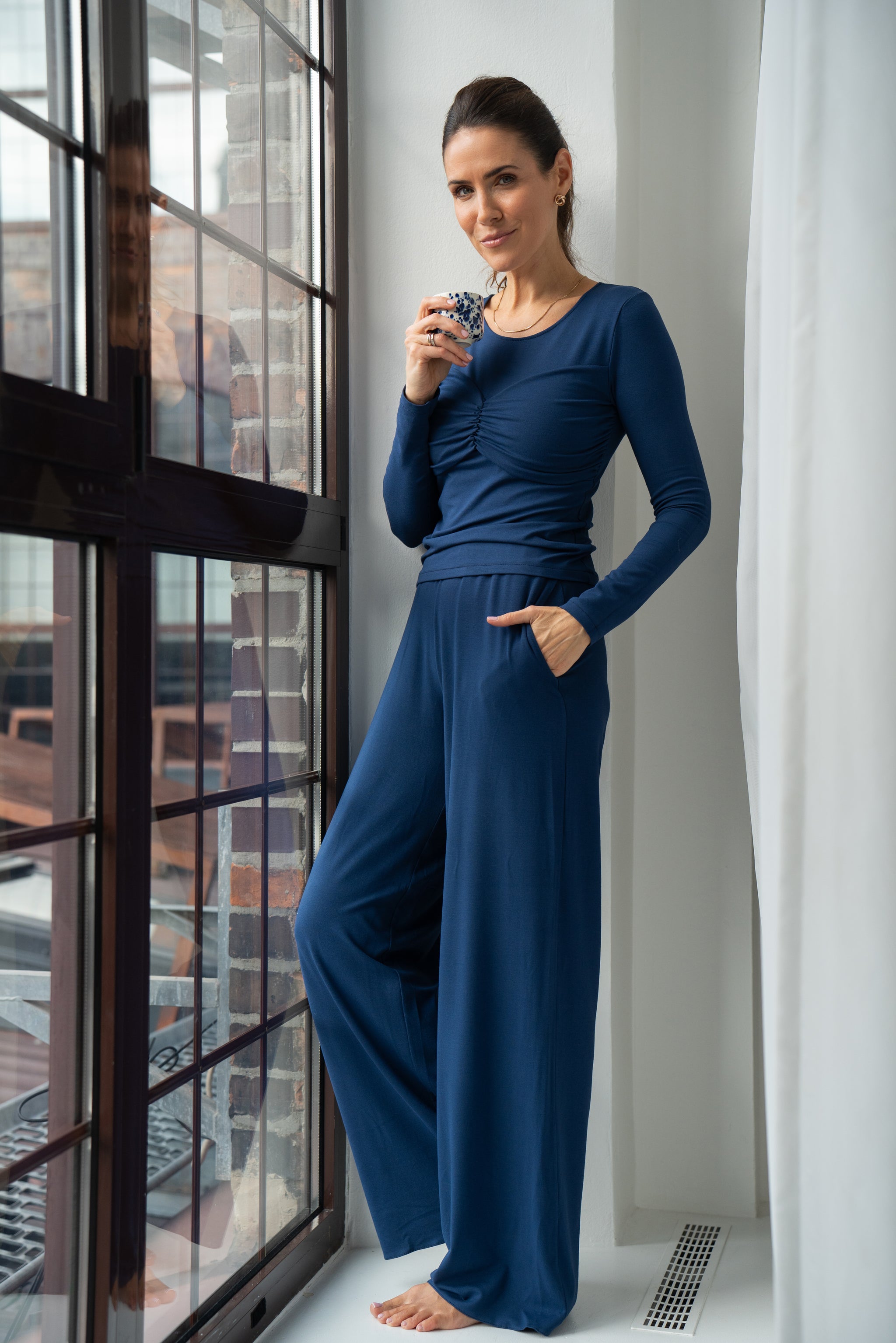 Spodnie Olga long granatowe